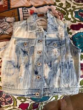 POL distressed denim vest
